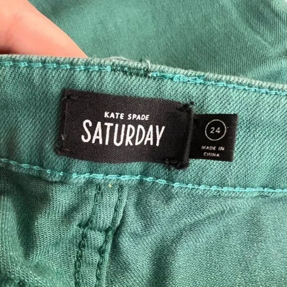 Kate Spade Saturday Jeans 24 x 32 Blue Green Skinny Two Tone Color‎ Block